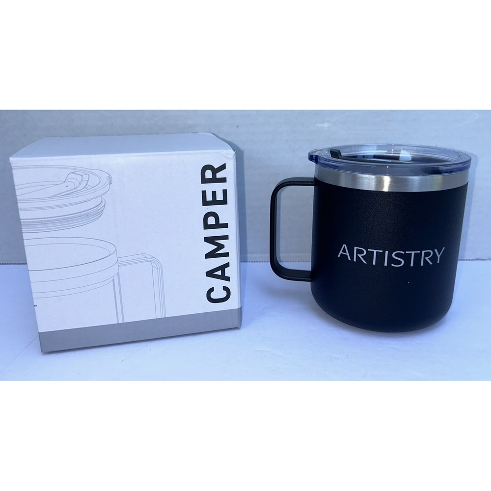 Camper‎ 12 Oz. Stainless Steel Mug Artistry Company Brand New Black Portable